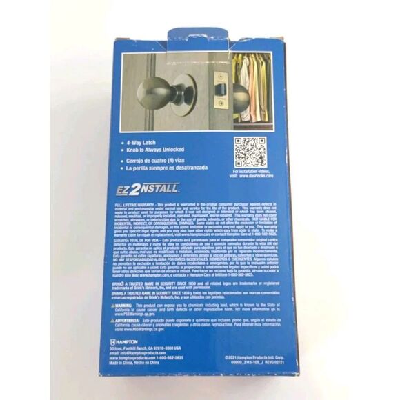 Brinks Interior Doorknob Non-locking 2115-109 Closet Locking Antique Brass New - Picture 7 of 12